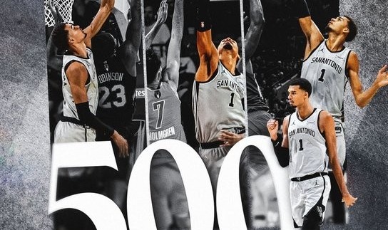 文班亚马生涯盖帽数达到500 历史第二年轻&amp;143场历史第四快